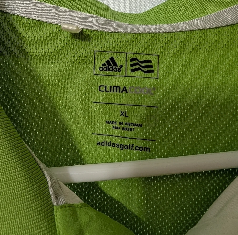 Adidas Green and White Golf Polo Shirt